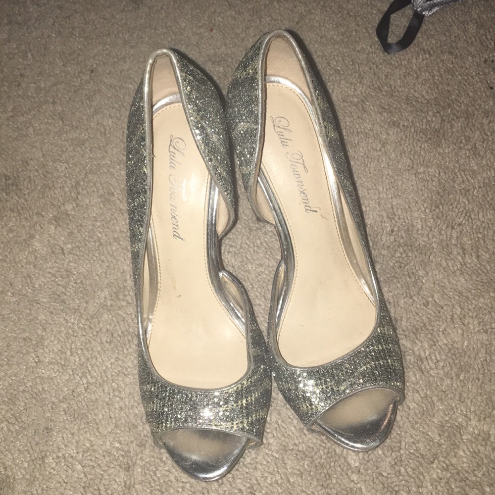 sparkly silver heels